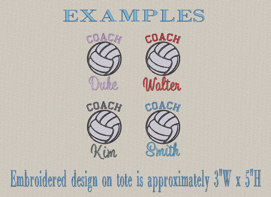 VOLLEYBALL Personalized Embroidered Recycled Cotton Canvas Tote Bag