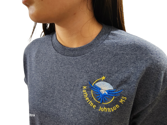 KJMS Embroidered T-Shirt in Heather Navy