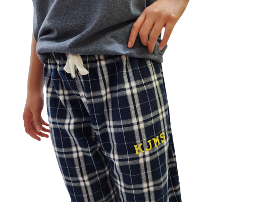 KJMS Embroidered Flannel Plaid Pants