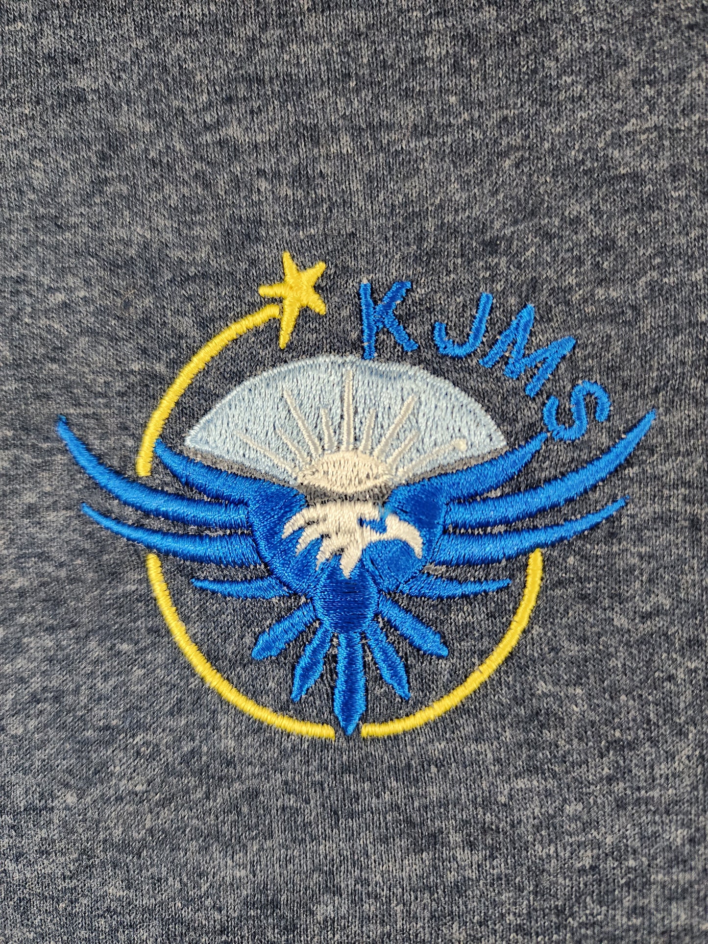 KJMS Embroidered T-Shirt in Heather Navy