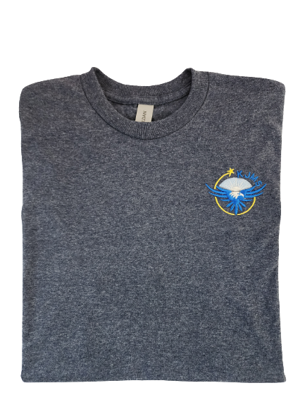 KJMS Embroidered T-Shirt in Heather Navy