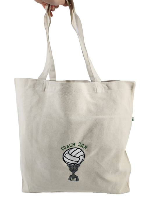 VOLLEYBALL Personalized Embroidered Recycled Cotton Canvas Tote Bag