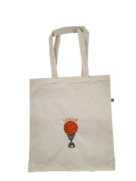 BASKETBALL Personalized Embroidered Recycled Cotton Canvas Tote Bag