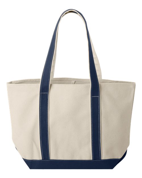 JCFC Personalized Embroidered Cotton Canvas Classic Boat Tote - Navy Handle