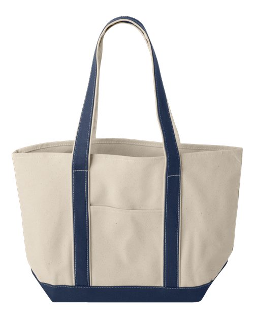 JCFC Personalized Embroidered Cotton Canvas Classic Boat Tote - Navy Handle