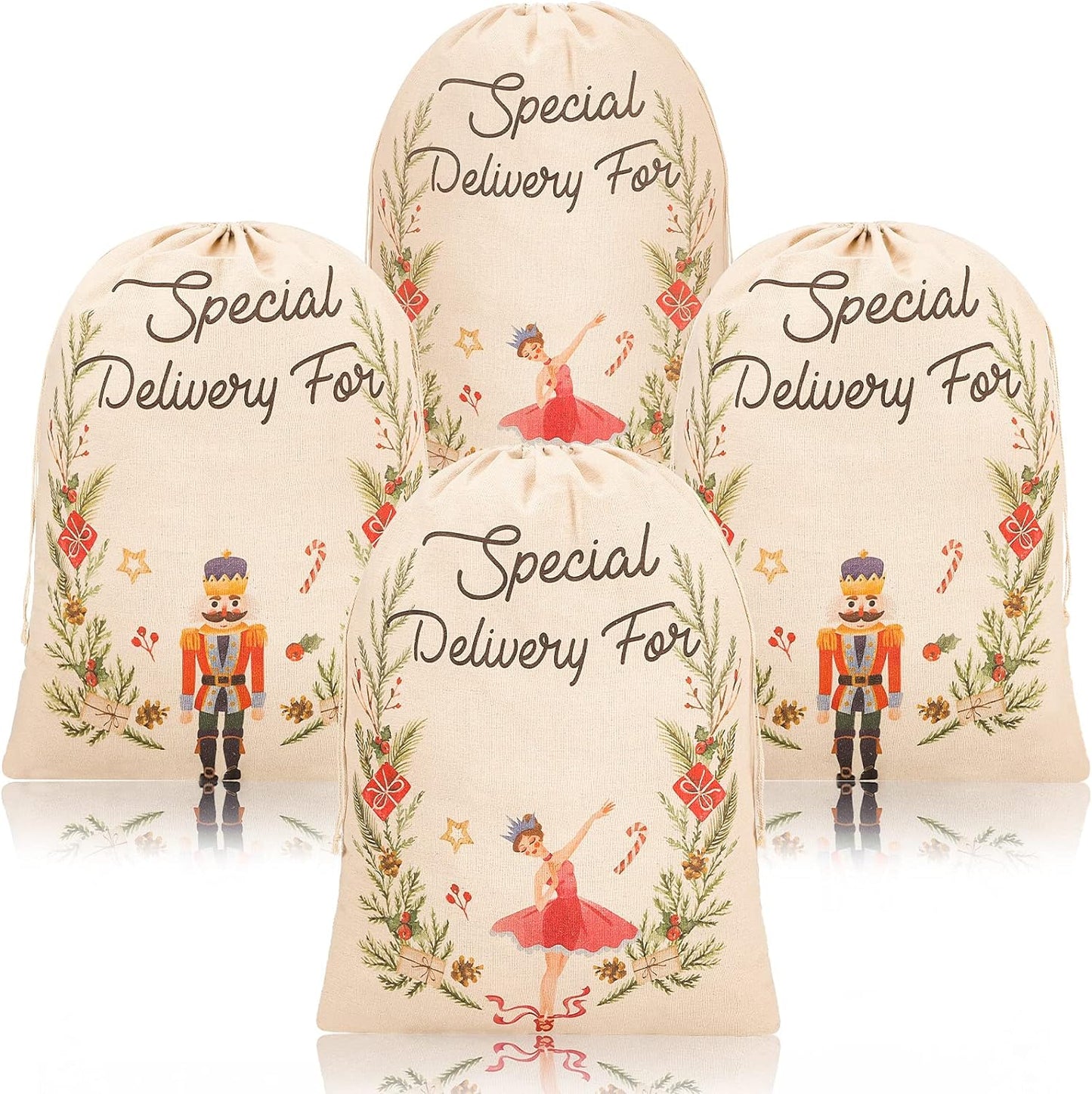 EMBROIDERED Nostalgic Nutcracker & Ballerina Linen Bag *LIMITED SUPPLY