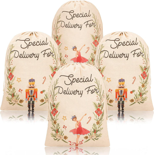 EMBROIDERED Nostalgic Nutcracker & Ballerina Linen Bag *LIMITED SUPPLY