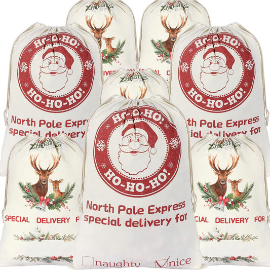 EMBROIDERED XL Santa and Large Deer Canvas Bags *LIMITED SUPPLY