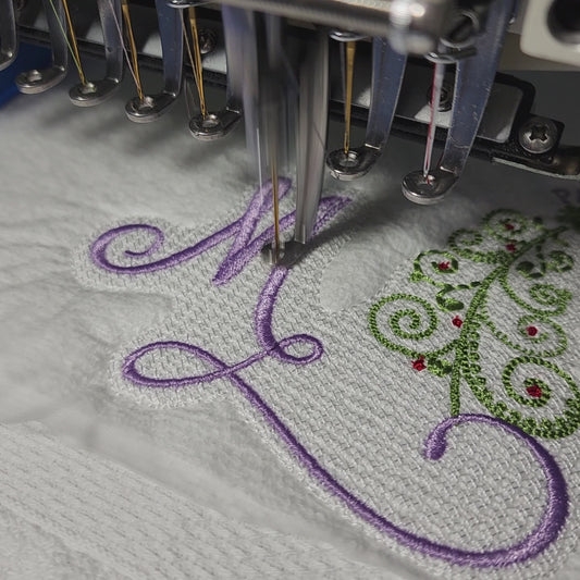 EMBROIDERED Christmas Tree with Letter Design